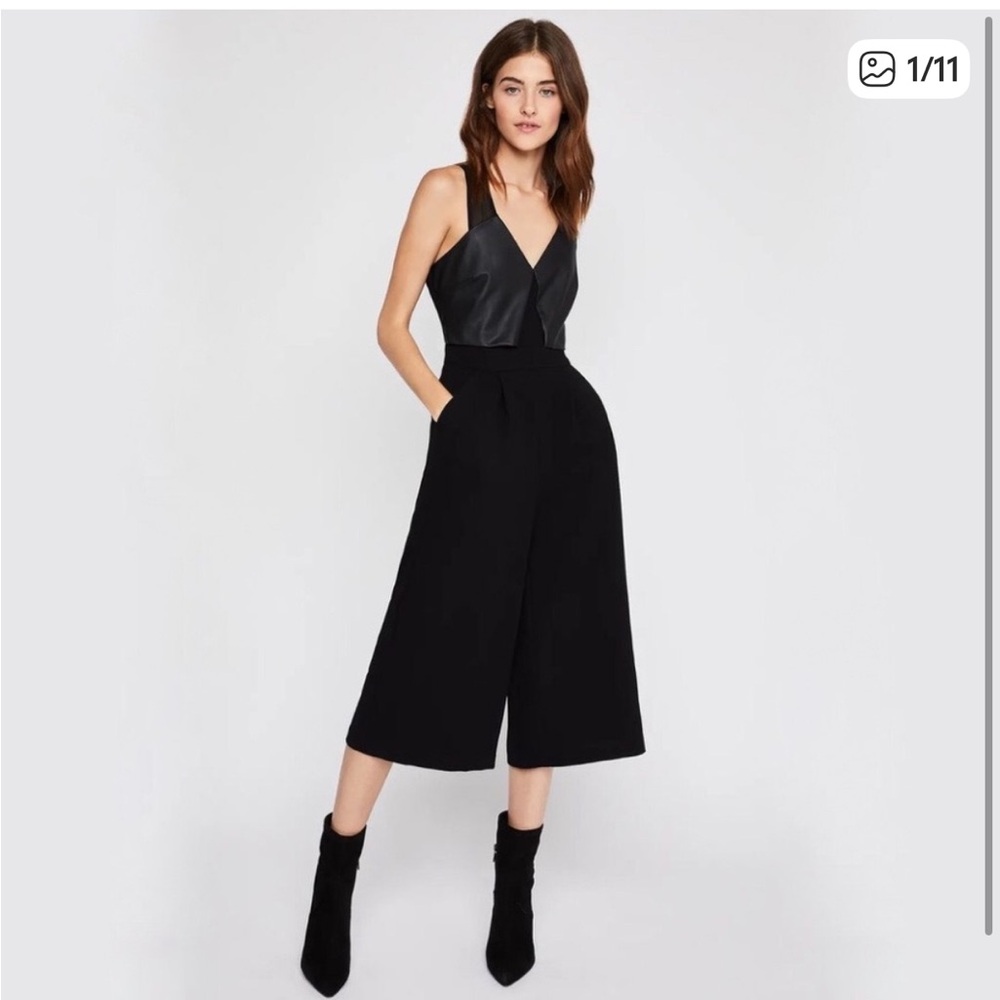 BCBGeneration Black Faux-Leather Jumpsuit